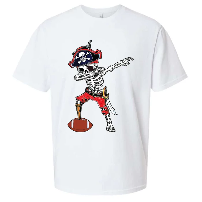 Dabbing Skeleton Pirate Football Ball Halloween Costume Sueded Cloud Jersey T-Shirt