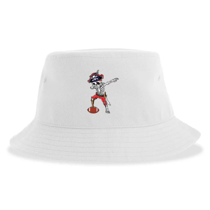 Dabbing Skeleton Pirate Football Ball Halloween Costume Sustainable Bucket Hat