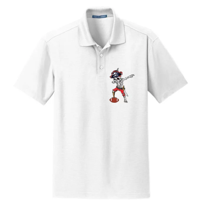 Dabbing Skeleton Pirate Football Ball Halloween Costume Dry Zone Grid Performance Polo