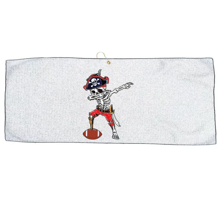 Dabbing Skeleton Pirate Football Ball Halloween Costume Large Microfiber Waffle Golf Towel