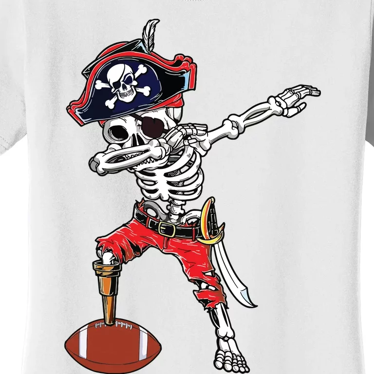 Dabbing Skeleton Pirate Football Ball Halloween Costume Women's T-Shirt