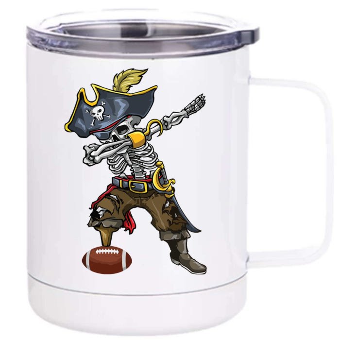 Dabbing Skeleton Pirate Football Lover Halloween Costume 12 oz Stainless Steel Tumbler Cup