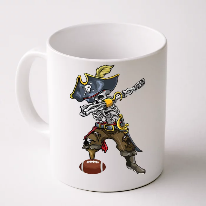 Dabbing Skeleton Pirate Football Lover Halloween Costume Front & Back Coffee Mug