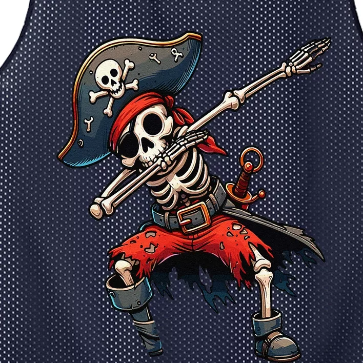 Dabbing Skeleton Pirate Mesh Reversible Basketball Jersey Tank