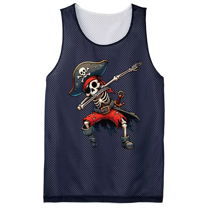 Dabbing Skeleton Pirate Mesh Reversible Basketball Jersey Tank