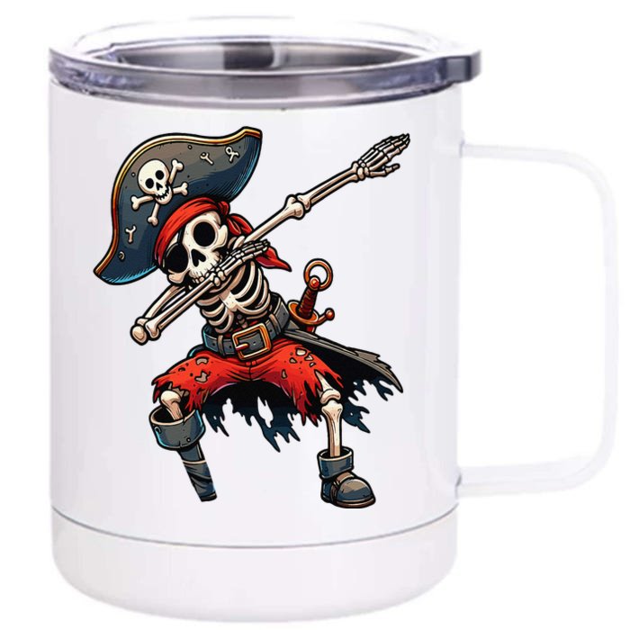 Dabbing Skeleton Pirate Front & Back 12oz Stainless Steel Tumbler Cup