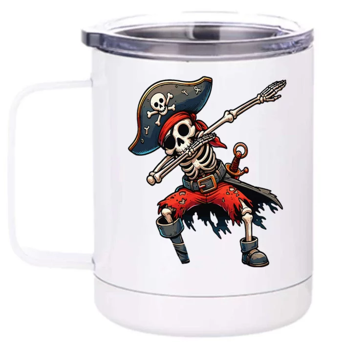 Dabbing Skeleton Pirate Front & Back 12oz Stainless Steel Tumbler Cup