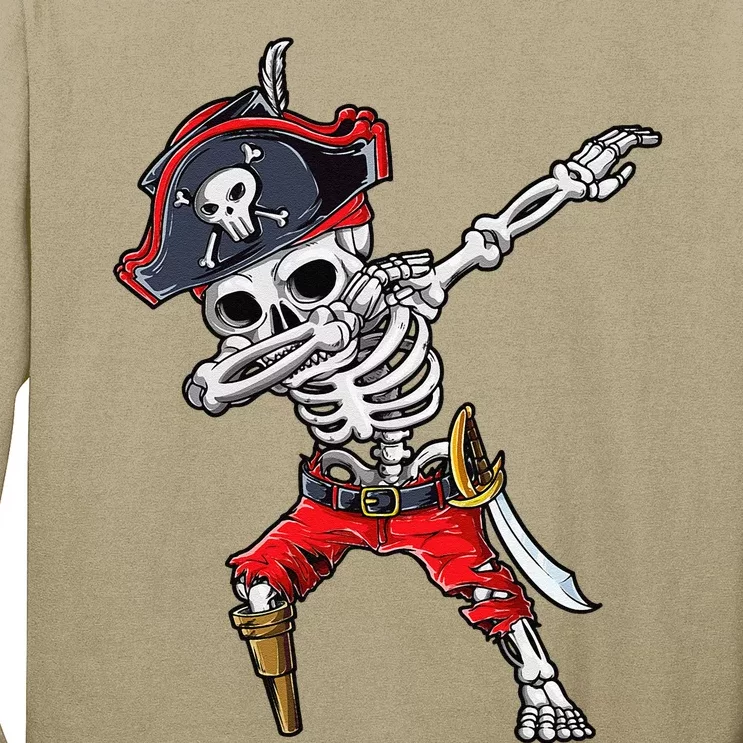 Dabbing Skeleton Pirate Halloween Jolly Roger Long Sleeve Shirt