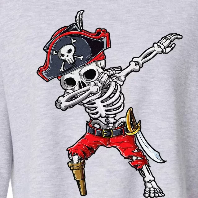 Dabbing Skeleton Pirate Halloween Jolly Roger Cropped Pullover Crew