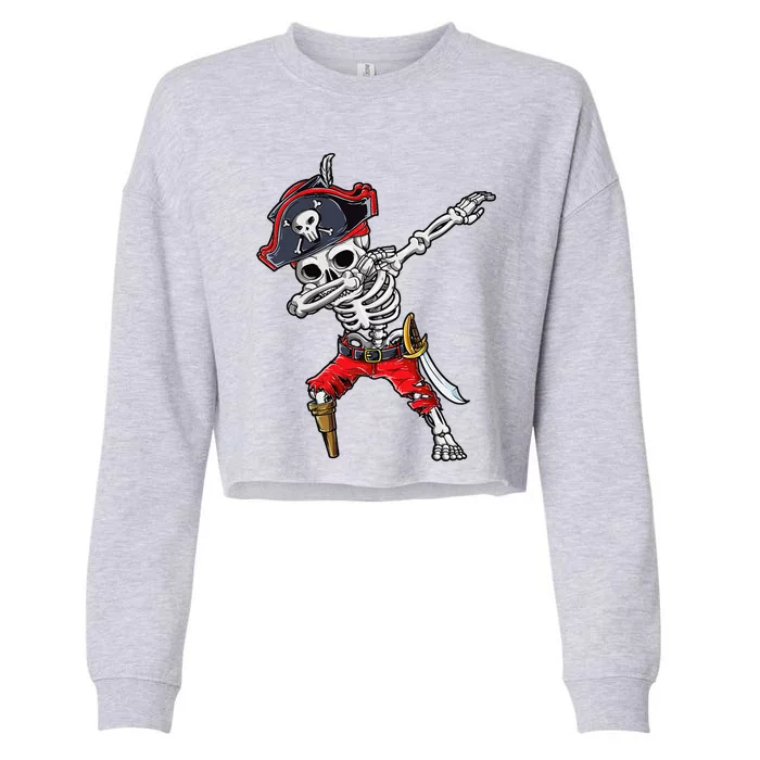 Dabbing Skeleton Pirate Halloween Jolly Roger Cropped Pullover Crew