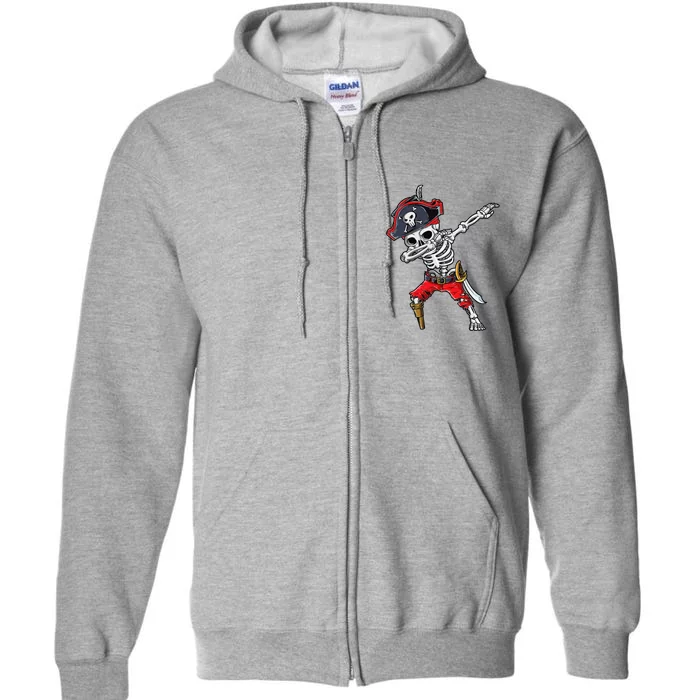 Dabbing Skeleton Pirate Halloween Jolly Roger Full Zip Hoodie