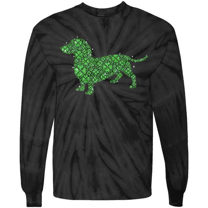 Dachshund St Patricks St Patricks Lucky Dog Irish Shamrock Tie-Dye Long Sleeve Shirt