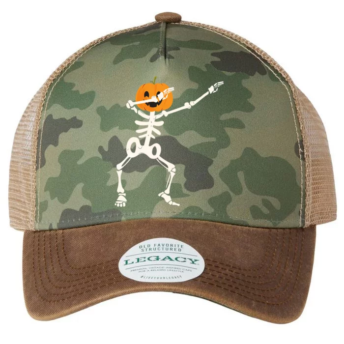 Dabbing Skeleton Pumpkin Head Funny Dab Gift Funny Gift Legacy Tie Dye Trucker Hat