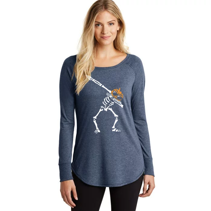 Dab Skeleton Pumpkin Head Jack O Lantern Halloween Humor Gift Women's Perfect Tri Tunic Long Sleeve Shirt