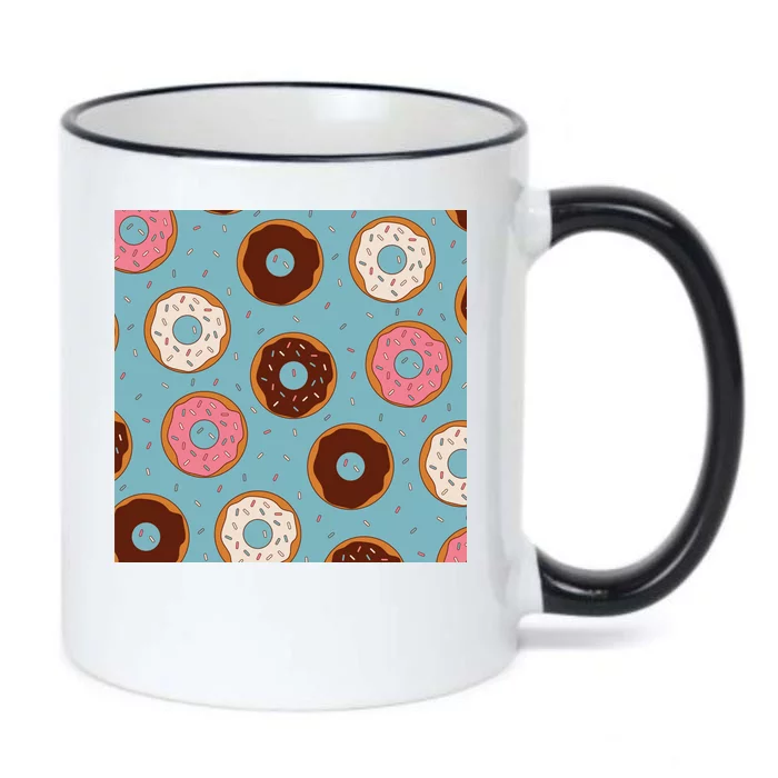 Donut Sweet Pastries Pattern Black Color Changing Mug