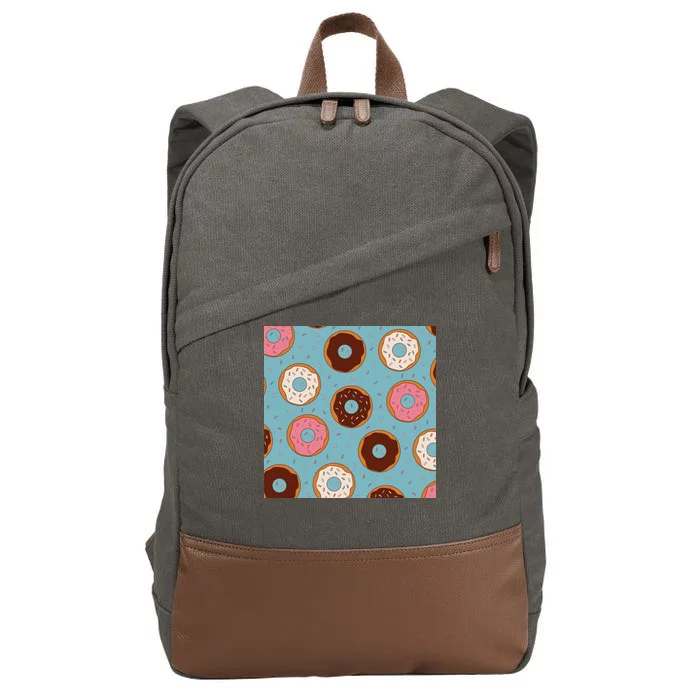 Donut Sweet Pastries Pattern Cotton Canvas Backpack