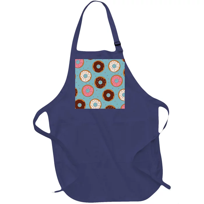 Donut Sweet Pastries Pattern Full-Length Apron With Pocket