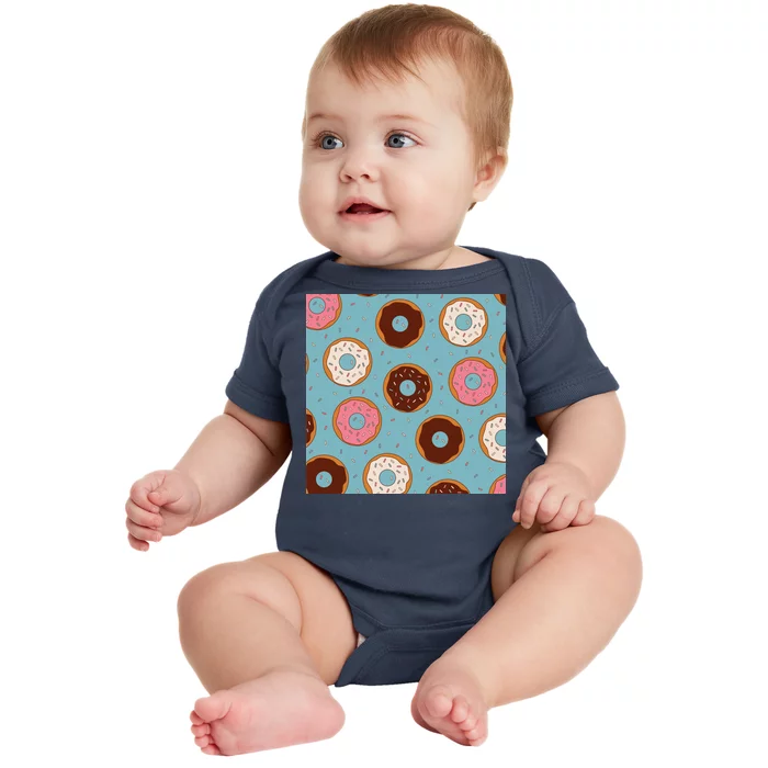 Donut Sweet Pastries Pattern Baby Bodysuit