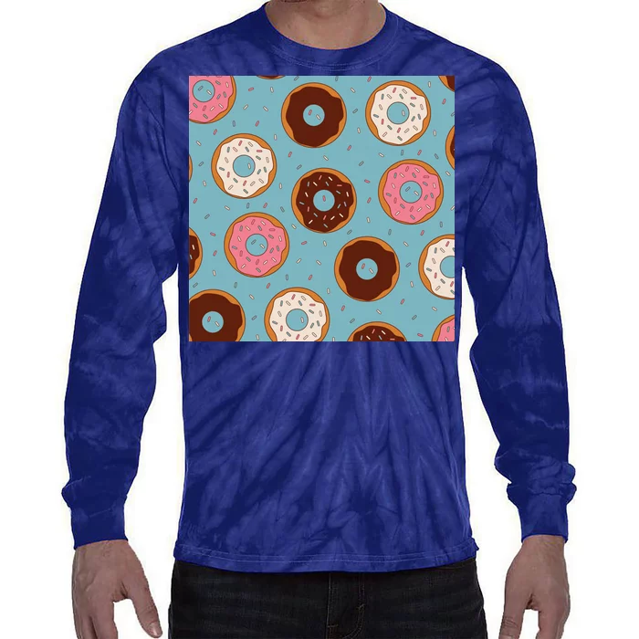 Donut Sweet Pastries Pattern Tie-Dye Long Sleeve Shirt