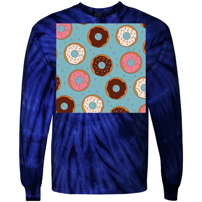 Donut Sweet Pastries Pattern Tie-Dye Long Sleeve Shirt