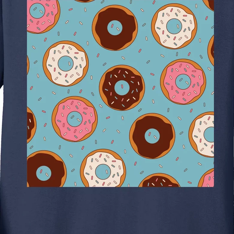 Donut Sweet Pastries Pattern Kids Long Sleeve Shirt