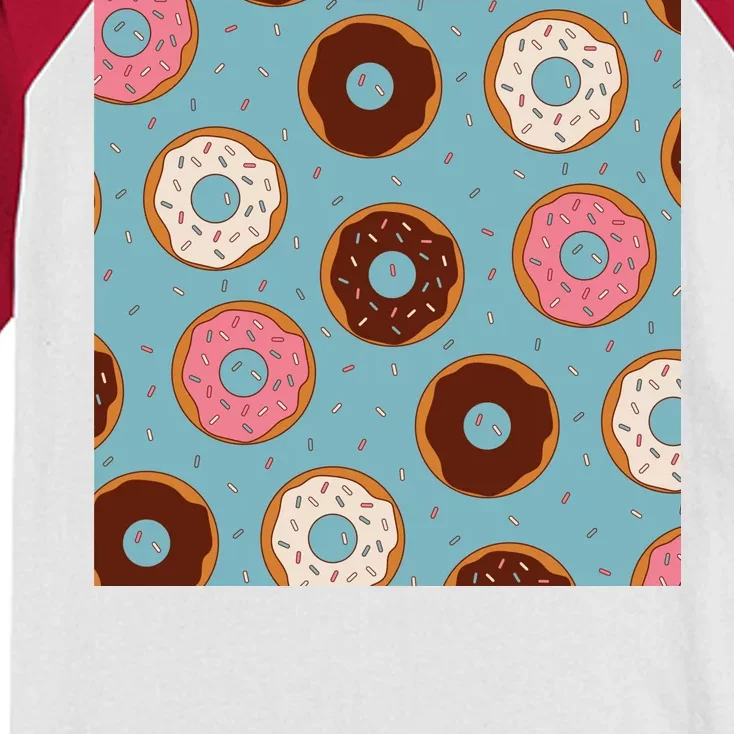 Donut Sweet Pastries Pattern Kids Colorblock Raglan Jersey