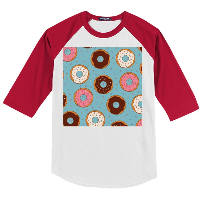 Donut Sweet Pastries Pattern Kids Colorblock Raglan Jersey