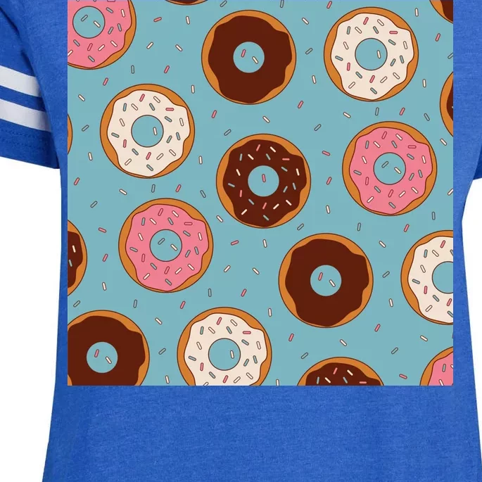 Donut Sweet Pastries Pattern Enza Ladies Jersey Football T-Shirt