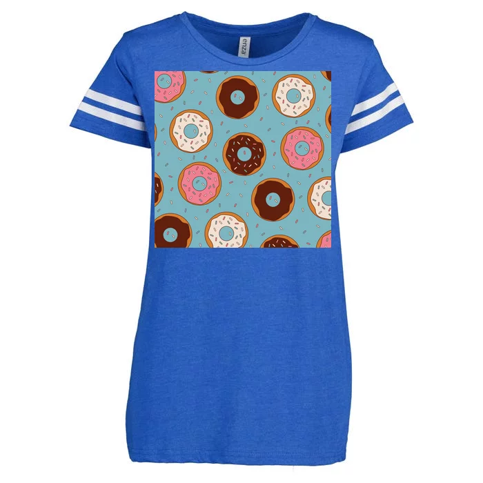 Donut Sweet Pastries Pattern Enza Ladies Jersey Football T-Shirt