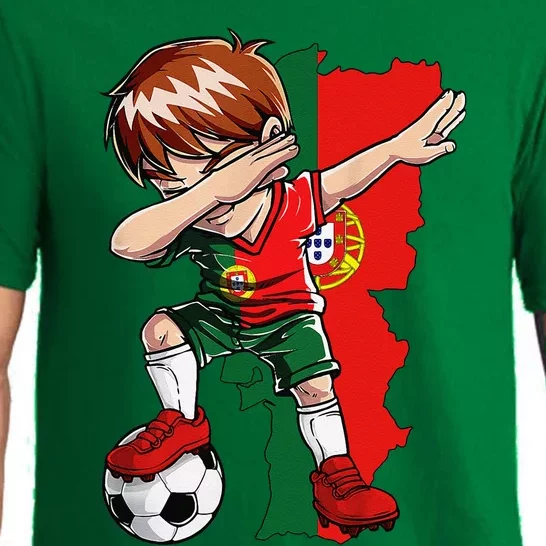 Dabbing Soccer Portugal Jersey Boy Portuguese Football Pajama Set