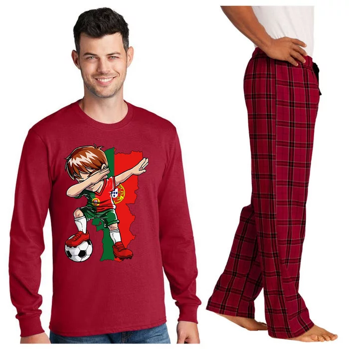 Dabbing Soccer Portugal Jersey Boy Portuguese Football Long Sleeve Pajama Set