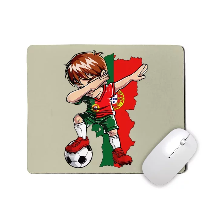 Dabbing Soccer Portugal Jersey Boy Portuguese Football Mousepad