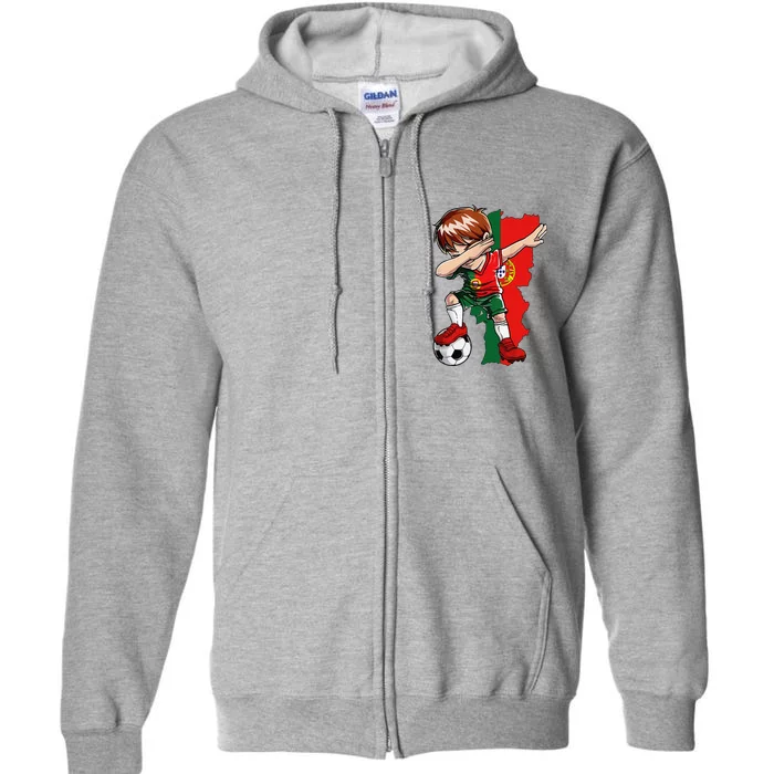 Dabbing Soccer Portugal Jersey Boy Portuguese Football Full Zip Hoodie