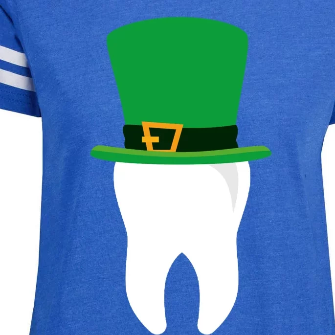 Dentist St Patrick's Day Funny Tooth Dental Leprechaun Hat Gift Enza Ladies Jersey Football T-Shirt