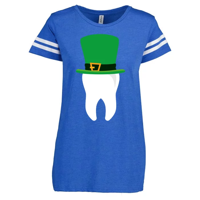 Dentist St Patrick's Day Funny Tooth Dental Leprechaun Hat Gift Enza Ladies Jersey Football T-Shirt