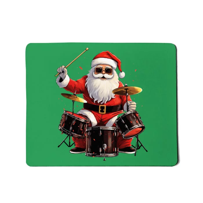 Drummer Santa Playing Drums Funny Christmas Drummer Xmas Mousepad