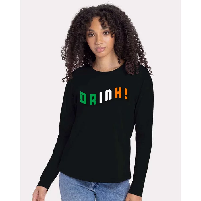 Drink St Patricks' Day Womens Cotton Relaxed Long Sleeve T-Shirt