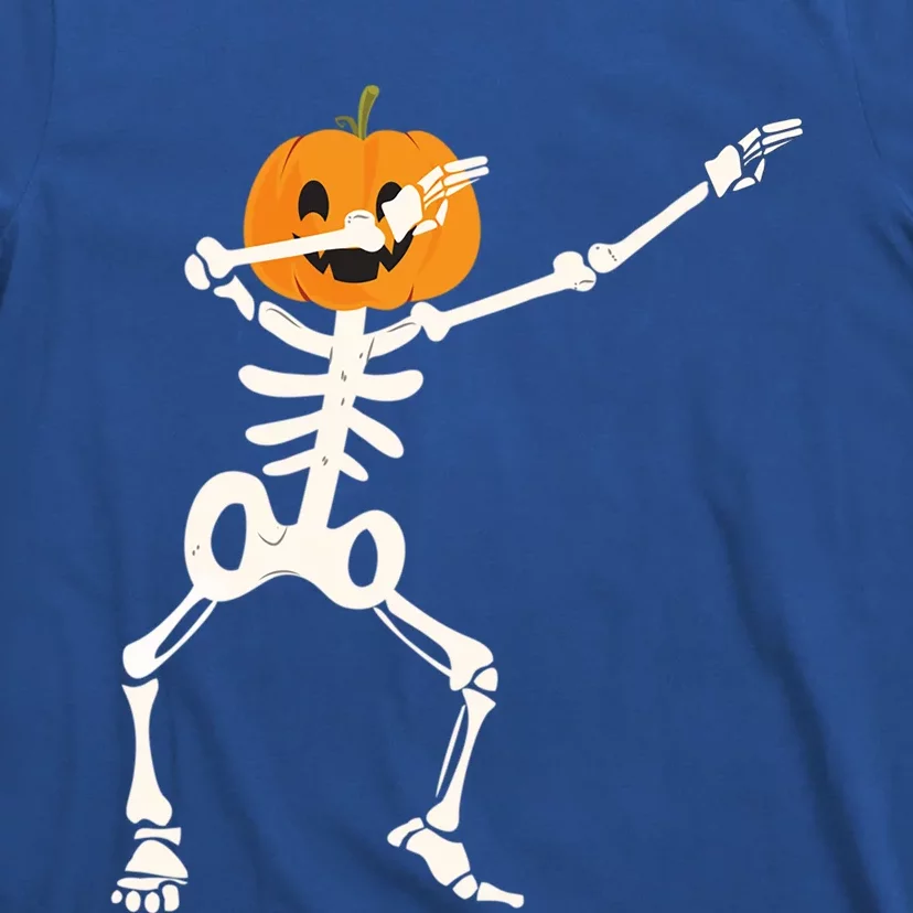 Dabbing Skeleton Pumpkin Head Funny Dab Gift T-Shirt