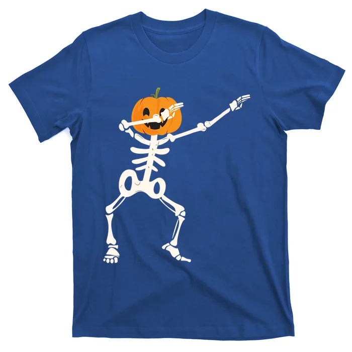 Dabbing Skeleton Pumpkin Head Funny Dab Gift T-Shirt