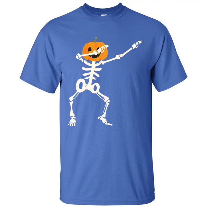 Dabbing Skeleton Pumpkin Head Funny Dab Gift Tall T-Shirt