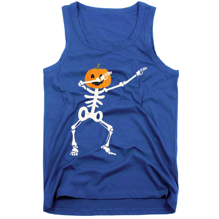 Dabbing Skeleton Pumpkin Head Funny Dab Gift Tank Top