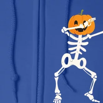 Dabbing Skeleton Pumpkin Head Funny Dab Gift Full Zip Hoodie