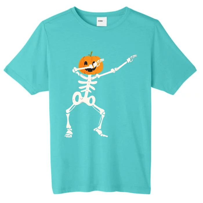 Dabbing Skeleton Pumpkin Head Funny Dab Gift ChromaSoft Performance T-Shirt