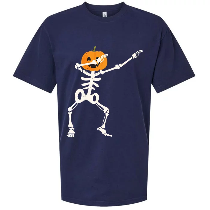 Dabbing Skeleton Pumpkin Head Funny Dab Gift Sueded Cloud Jersey T-Shirt