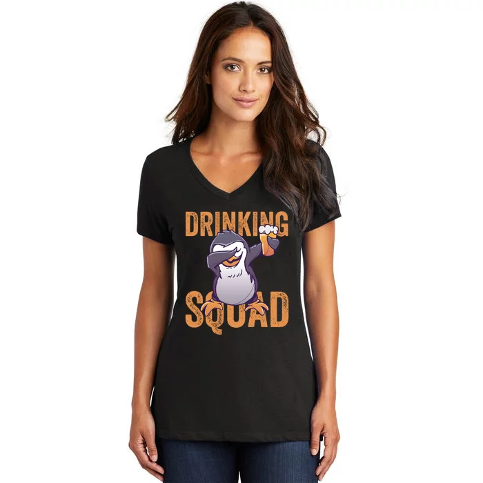 Drinking Squad Penguin Women's V-Neck T-Shirt