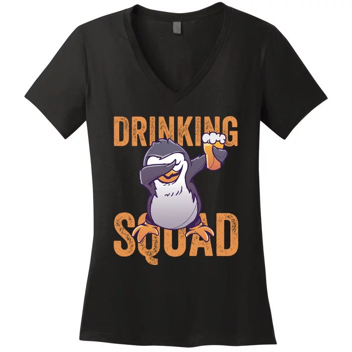 Drinking Squad Penguin Women's V-Neck T-Shirt