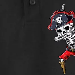 Dabbing Skeleton Pirate Halloween Kids Jolly Roger Dry Zone Grid Performance Polo