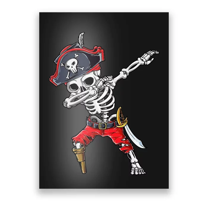 Dabbing Skeleton Pirate Halloween Kids Jolly Roger Poster