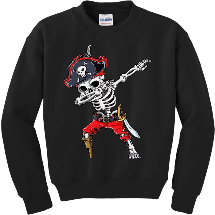 Dabbing Skeleton Pirate Halloween Kids Jolly Roger Kids Sweatshirt