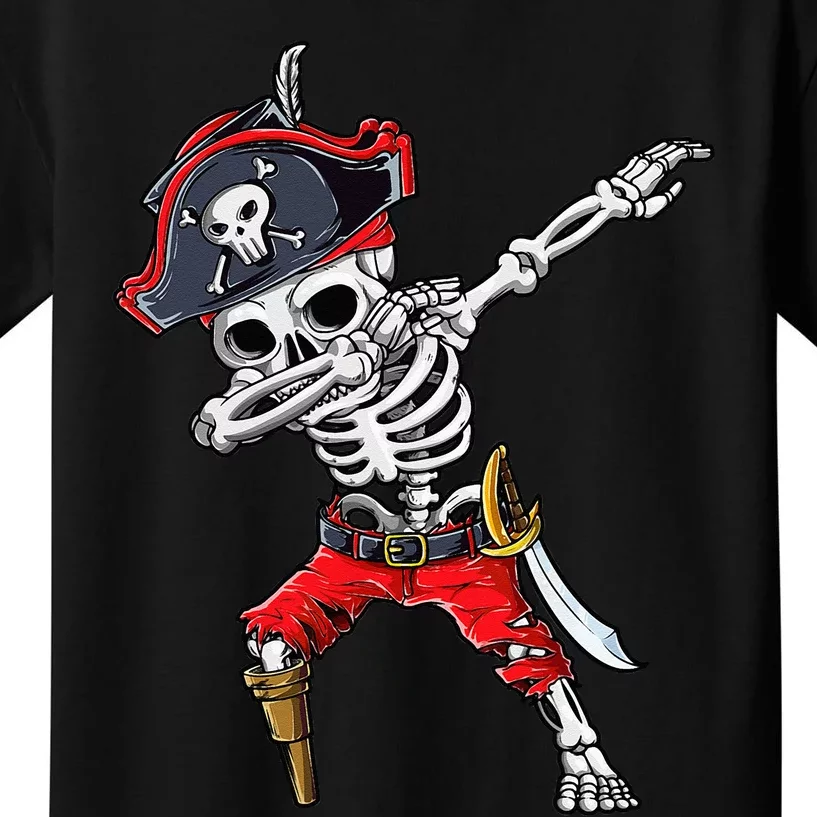 Dabbing Skeleton Pirate Halloween Kids Jolly Roger Kids T-Shirt